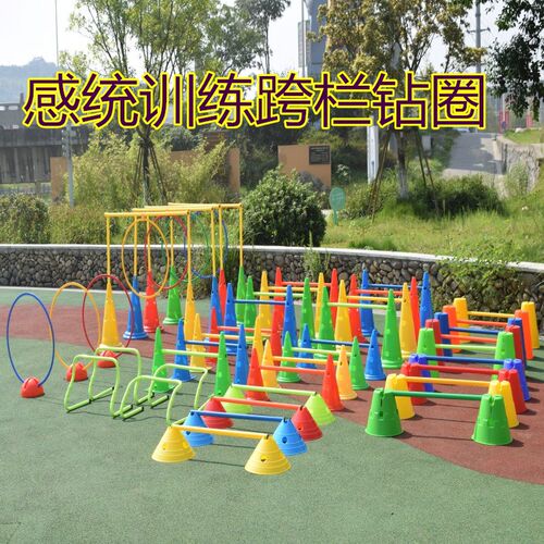 幼儿园跨栏早教训练感统器材组合跨栏玩具钻圈障碍物标志桶