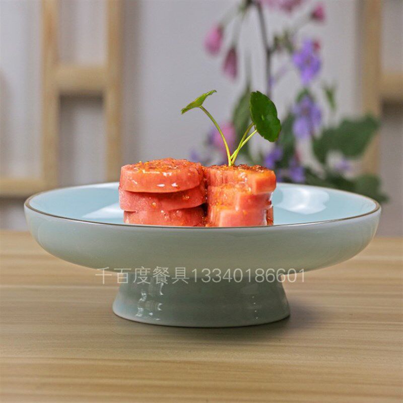高档会所酒店中式特色高脚盘意境菜创意餐具冷菜盘子餐厅个性果盘