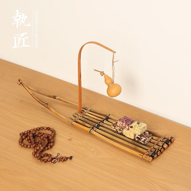 纯手工竹编船型竹排果盘客厅家用点心盘果篮果盆前台茶点装饰中式