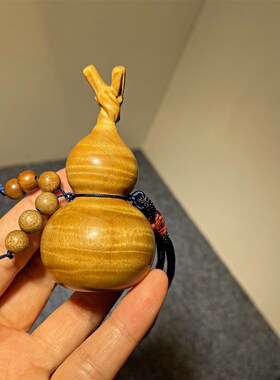 金丝楠龙头葫芦福禄木雕车挂饰创意家居天然材质原木小摆件手把件