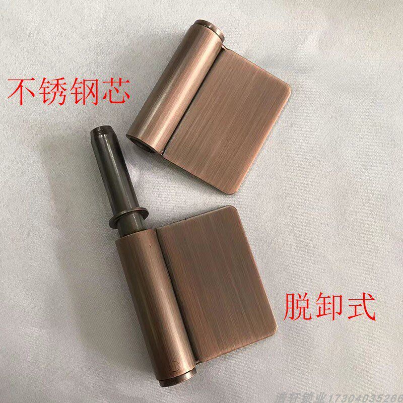 304不锈钢防盗门无孔焊接合页复古铁艺双开门防盗门红古铜5寸门铰