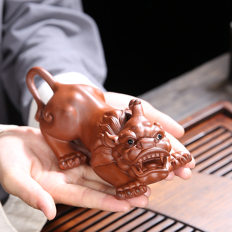 紫砂红泥手工茶宠摆件精品可养招财貔貅中小号创意茶玩虫茶具配件