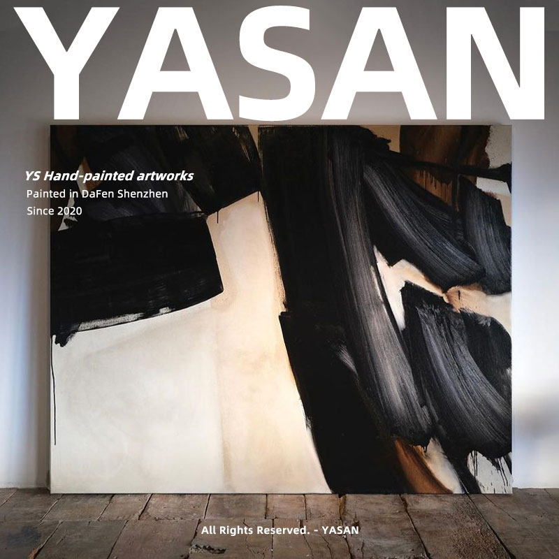 YASAN 侘寂风纯手绘油画客厅沙发黑白抽象装饰画卧室创意艺术挂画