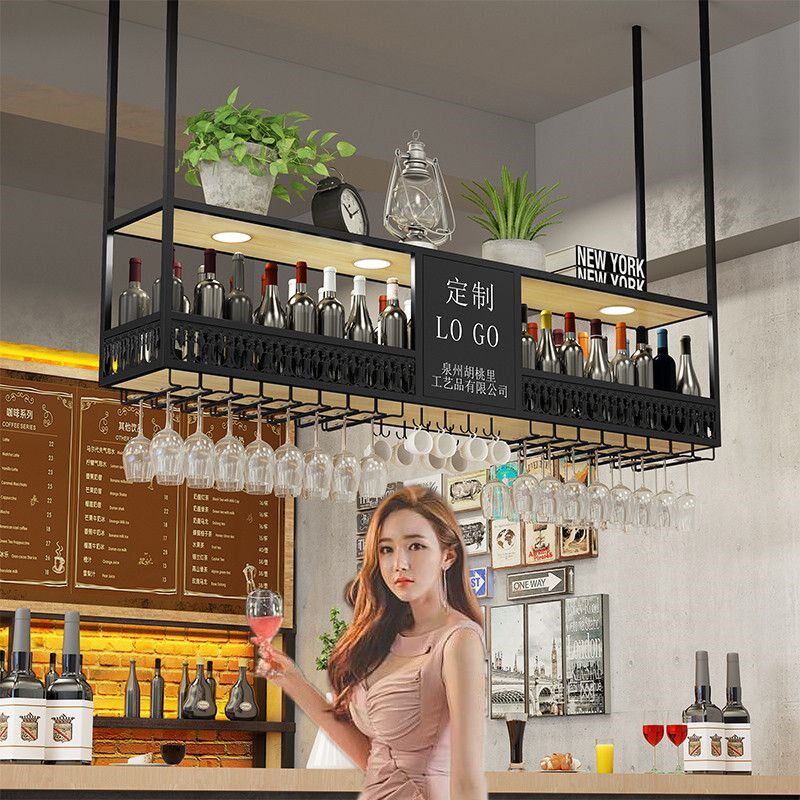 吧台吊架高脚杯倒挂架吊杯架铁艺悬挂式酒架 餐厅 台球馆酒吧吊柜