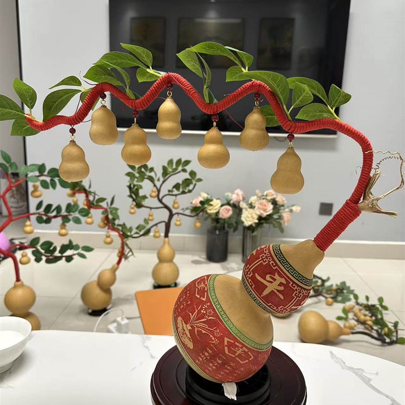 天然葫芦手工编制葫芦娃家居工艺装饰摆件七星高照
