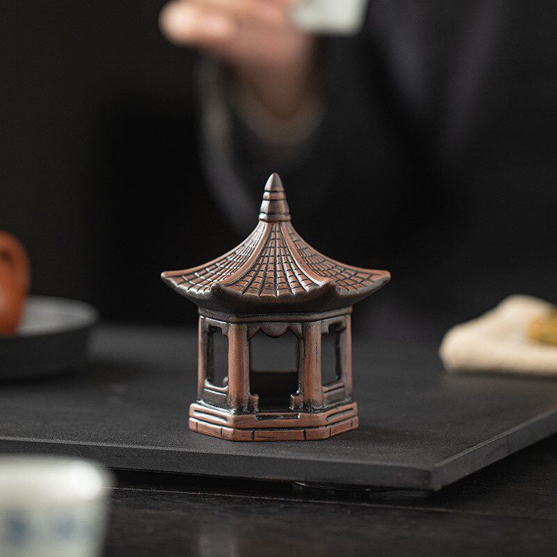 陶瓷古建筑小亭子茶桌装饰茶宠小摆件小船小桥鱼缸微景观造景配件