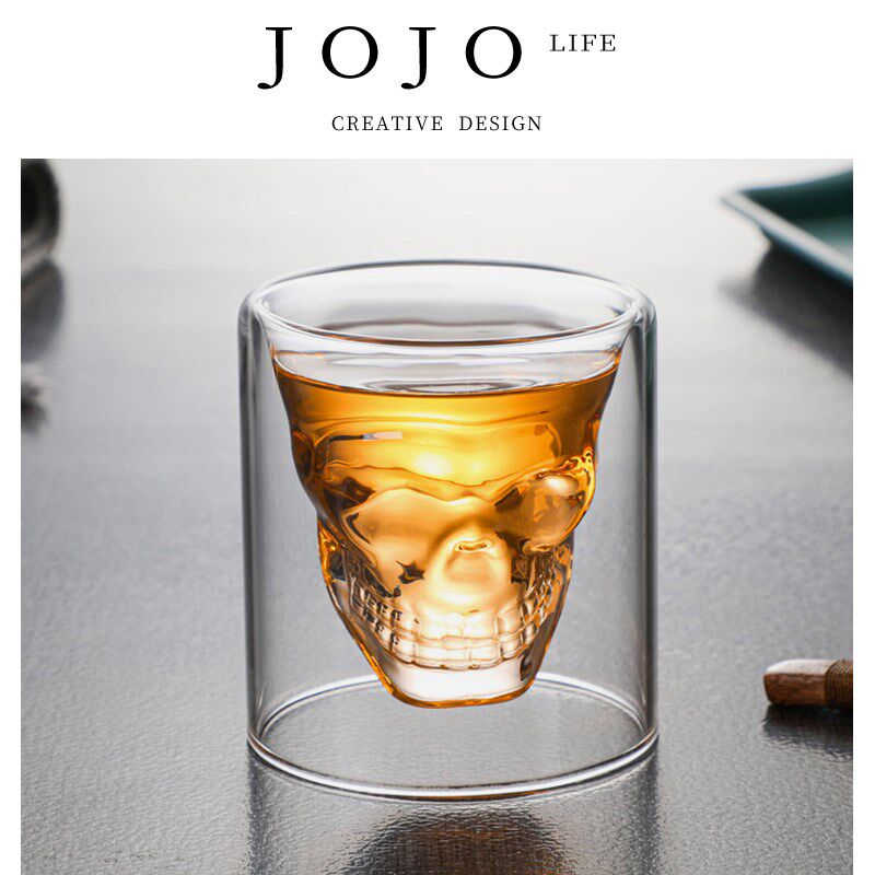JOJOS L. PDHuman骷髅设计感玻璃家用透明创意咖啡酒杯  骷髅