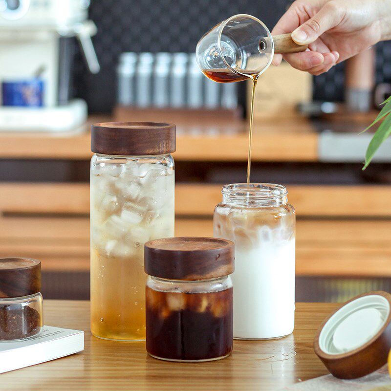便携玻璃杯带盖水杯女花茶茶杯咖啡冷萃杯耐高温果汁杯牛奶豆浆杯