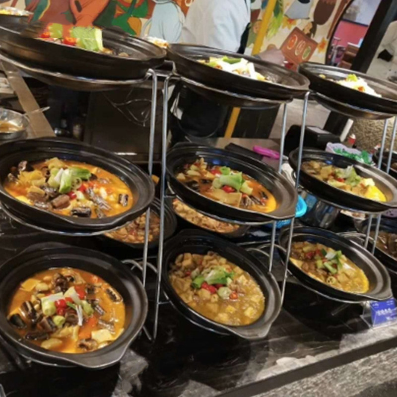 饭店酒店中餐厅支架展台架明档菜品砂锅盘展示菜架子梯形菜架带盖