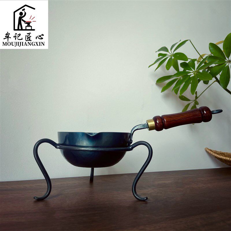 牟记匠心(改版)纯手工锻打泼油锅家用小锅 煎蛋辅食热奶淋油锅