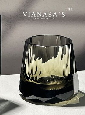 K9水晶杯黑耀谜石威士忌洋酒杯玻璃高档家用礼盒套装单支送礼男士