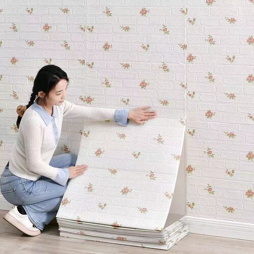 墙纸自粘3d立体卡通墙贴卧室温馨贴纸儿童防水防潮泡沫砖背景壁纸