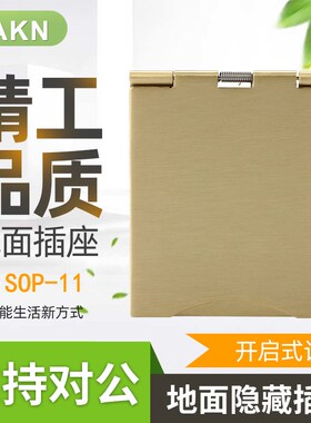 KAKN SOP-11开启式地面隐藏插座3孔多功能三孔铜合金面板防水防尘