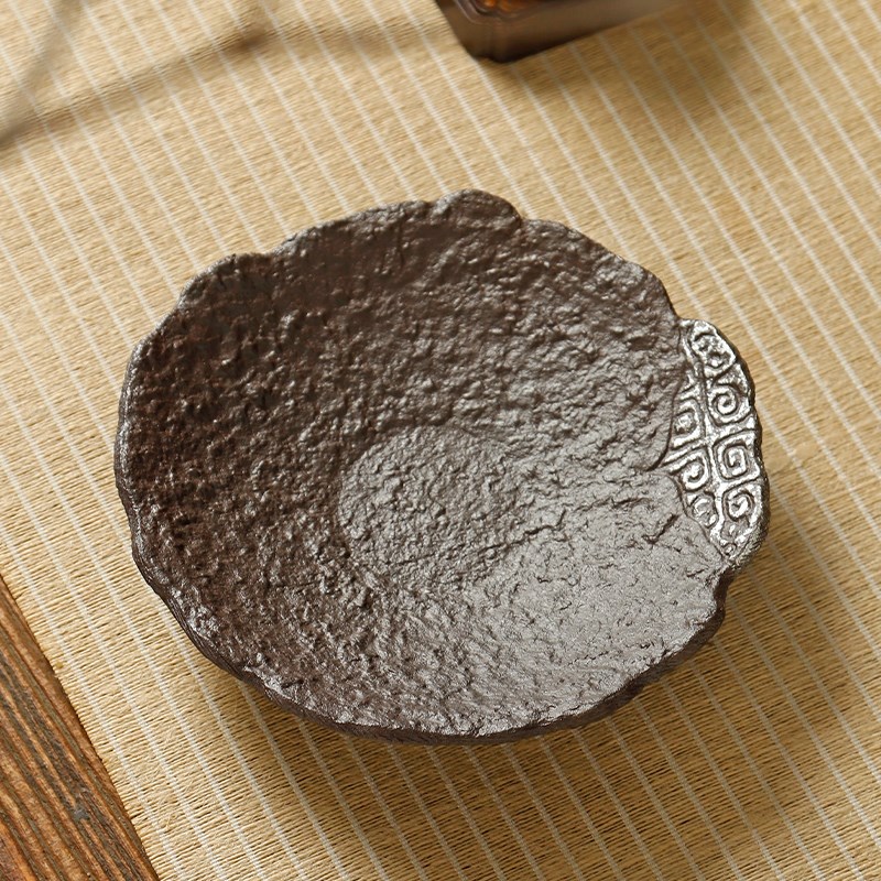 老岩泥粗陶复古丝瓜络壶承干泡台茶盘紫砂壶储水底座壶托养壶托盘