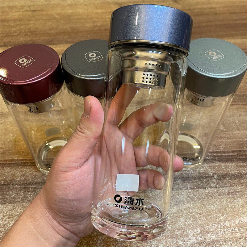 清水单层双层玻璃杯厚实杯底通透杯身亮泽杯盖带滤网泡茶水杯茶杯图片
