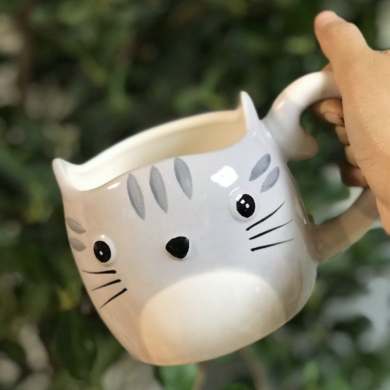 卡通龙猫陶瓷杯 大容量水杯 儿童早餐牛奶杯