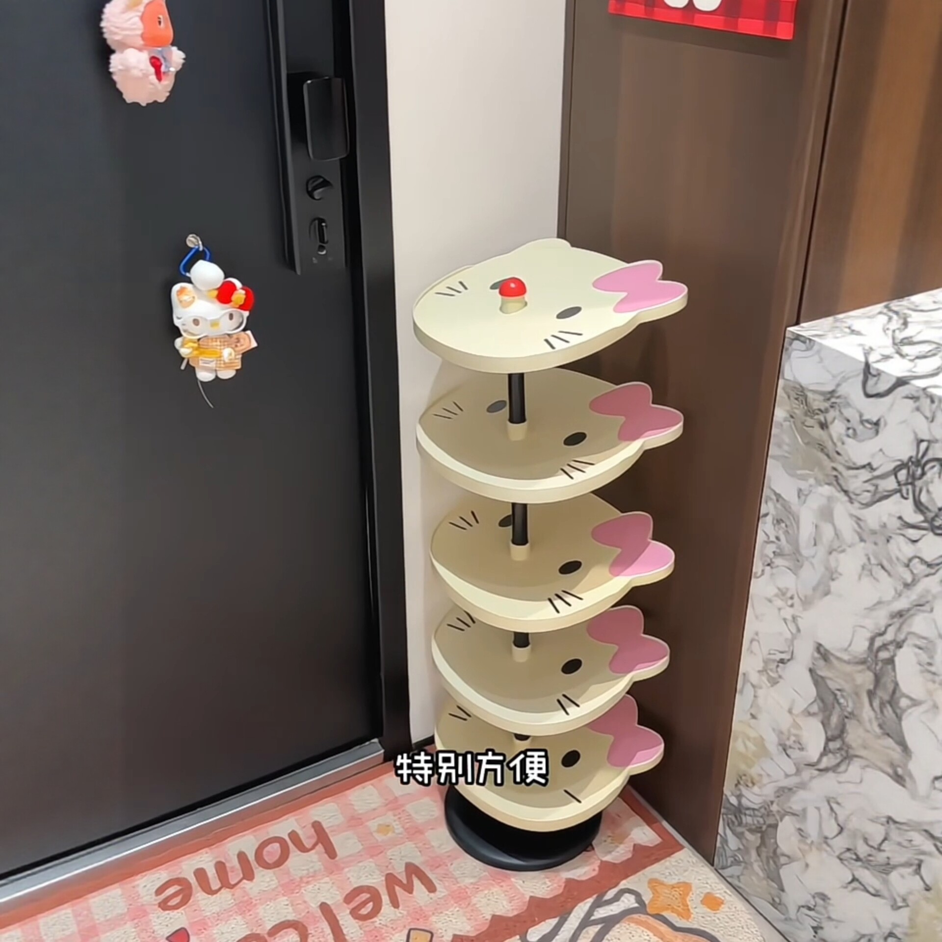 凯蒂猫加厚塑料多层拼接收纳鞋架