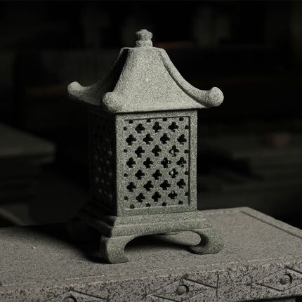 石雕灯笼摆件青石微景观石头灯家居饰品复古小宫灯茶空间石器配套