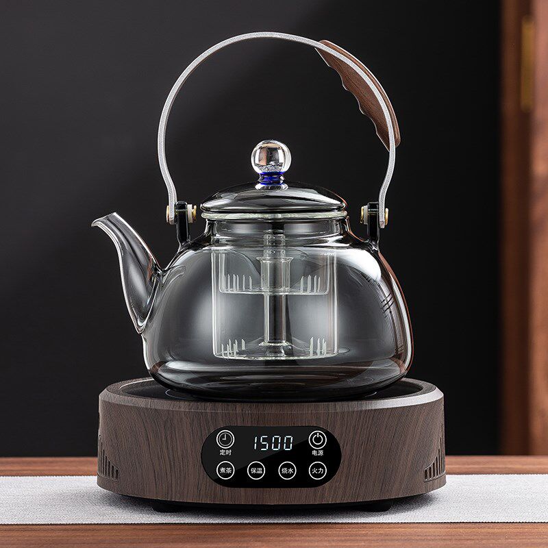 2024新款加厚玻璃提梁煮茶壶煮茶器电陶炉套装烧水泡茶喷淋式家用