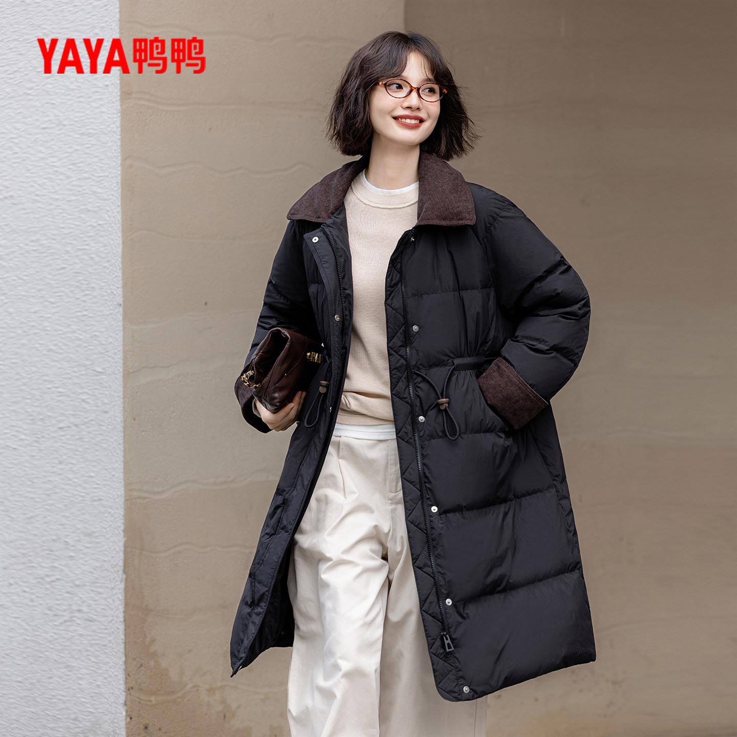 鸭鸭长款羽绒服女2026年春款新款时尚百搭休闲显瘦韩版保暖外套潮