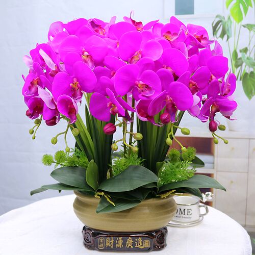 特大号蝴蝶兰高档手感pu仿真花客厅装饰花电视柜玄关摆件店铺假花