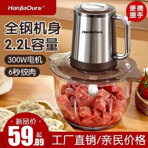 【质保五年】绞肉机家用电动小型多功能搅拌机全自动绞馅碎菜器
