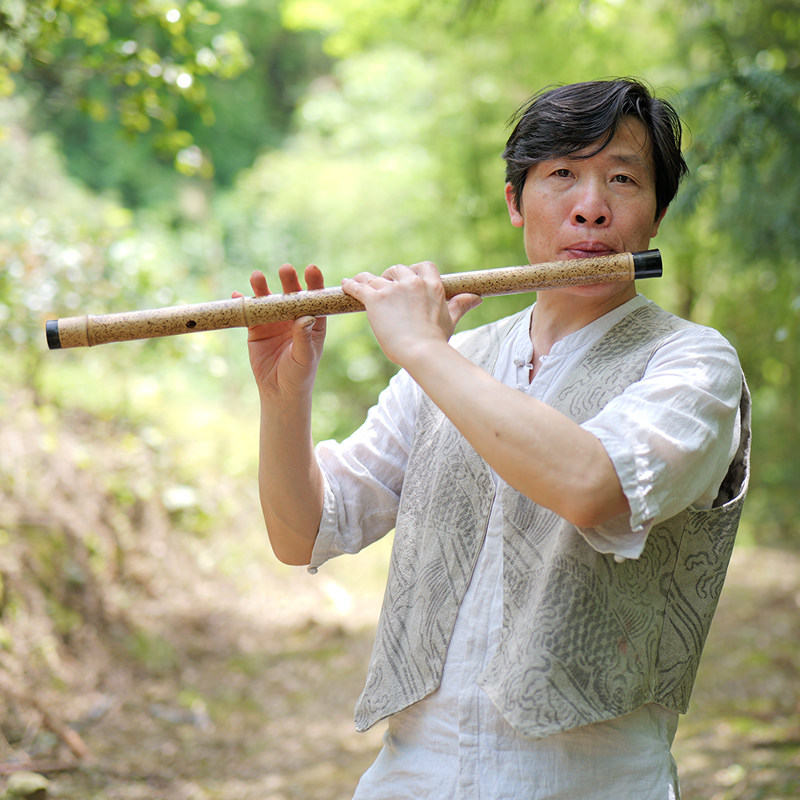 姚茂顺制湘妃竹芝麻斑低音短笛子