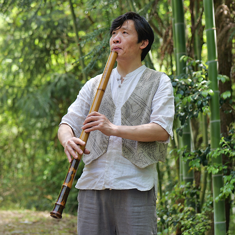 姚茂顺 湘妃竹南箫专业玉屏箫 斑竹高密度老料大舞台八孔大头南箫