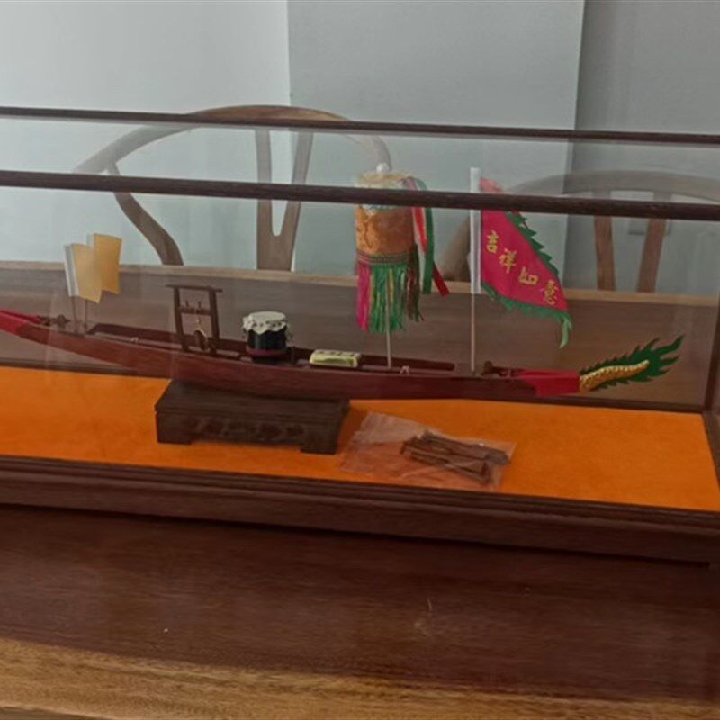 传统龙舟木雕模型 龙船模型家居饰品工艺船摆件复古非遗产品