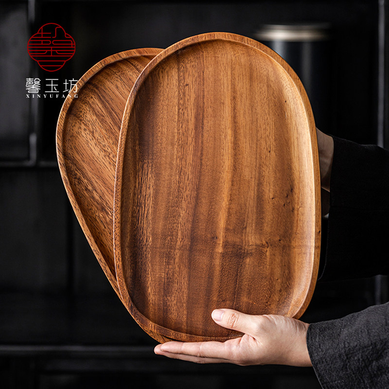 南美胡桃木托盘鹅蛋形木质早餐点心盘水果盘实木整板干泡茶盘壶承