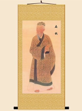 扁鹊人物画像 古代中医名人诊所药店装饰画 复古绢布卷轴挂画定制