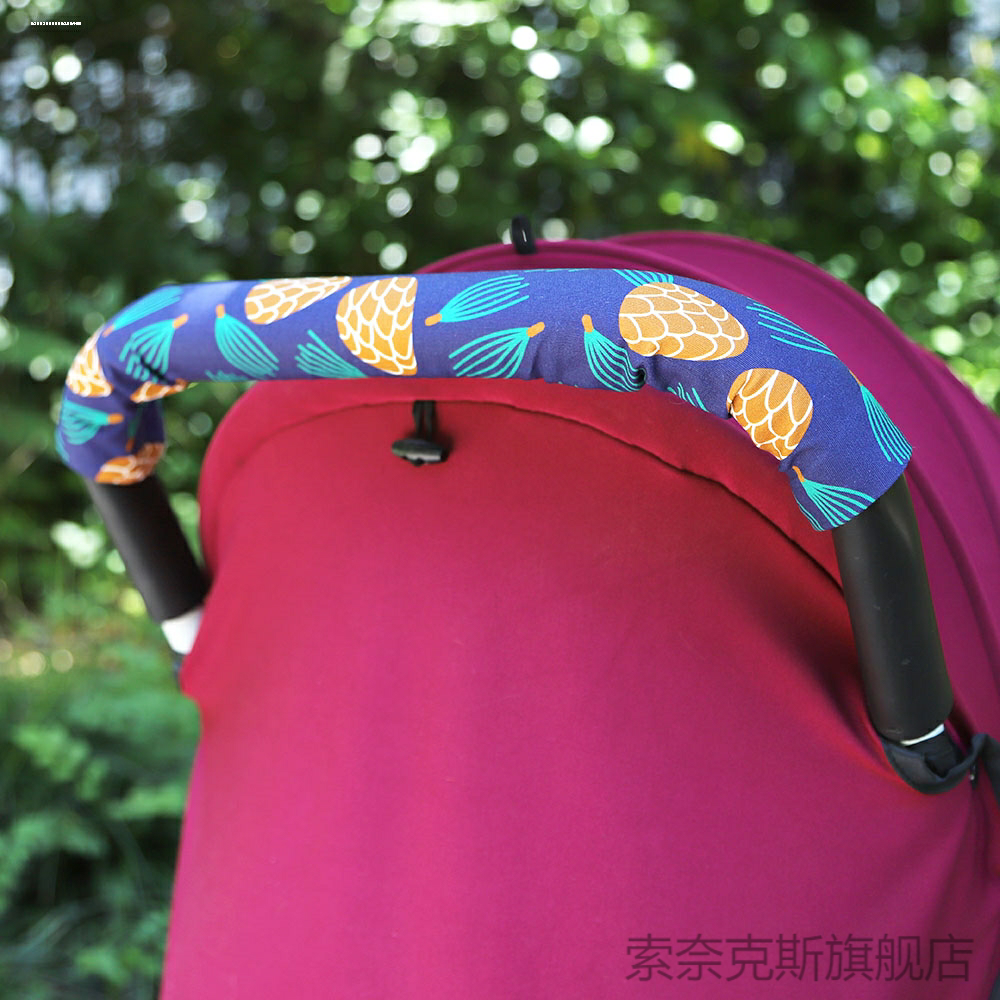 魔术贴婴儿推车扶手套纯棉细纹童