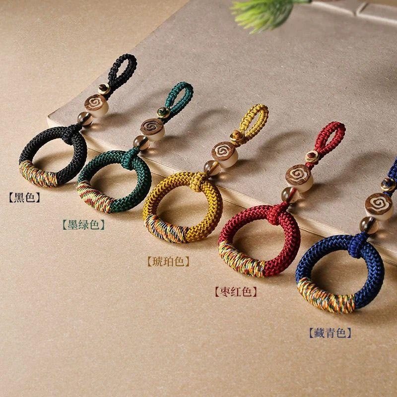 适用雪佛兰古风指环车钥匙扣比亚迪手机链手机壳简约女款个性扇坠