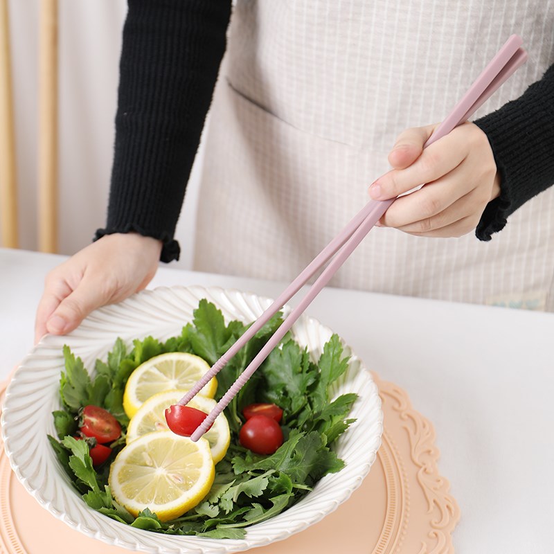 食品级硅胶长筷子家用防烫防滑防霉捞面火锅公筷耐高温油炸炒菜筷