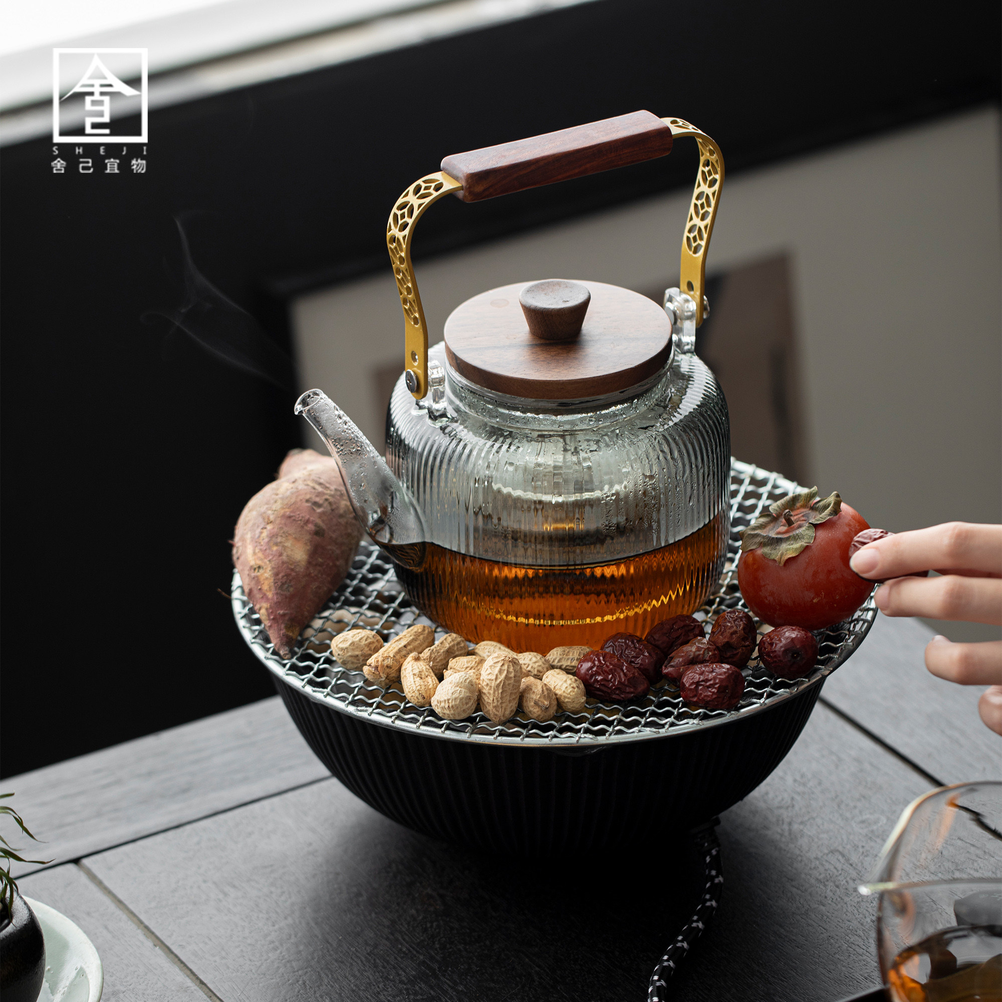 围炉煮茶2024新款煮茶器家用玻璃煮茶壶全套室内煮茶炉电陶炉套装