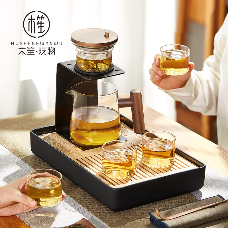 家用自动冲茶壶2024新款茶水分离功夫茶具懒人过滤冲茶支架高级感