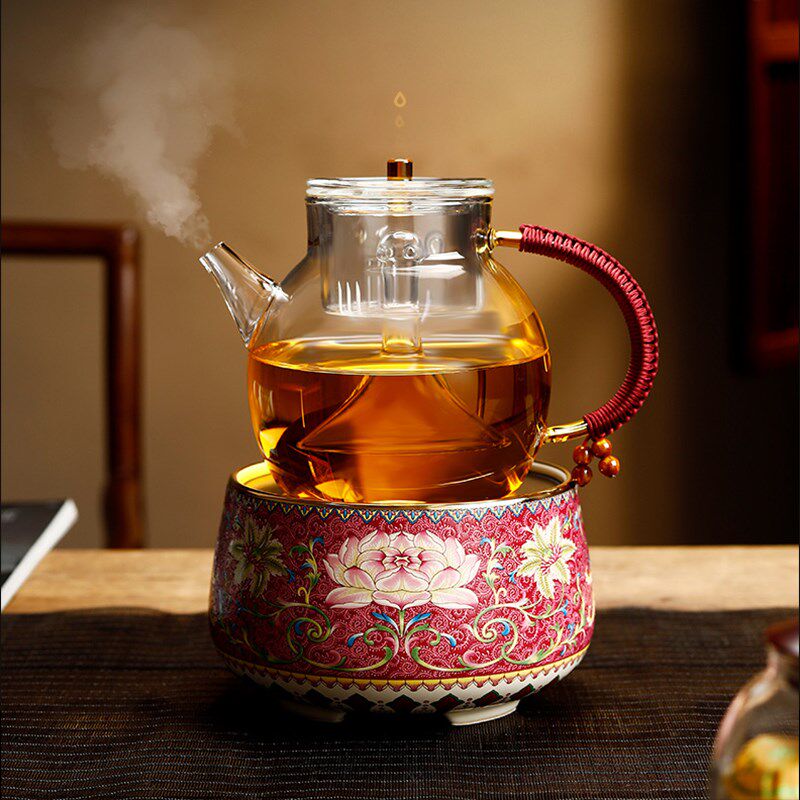 璃享 家用玻璃蒸汽煮茶壶纯手工耐高温茶水分离花茶泡茶壶可加热