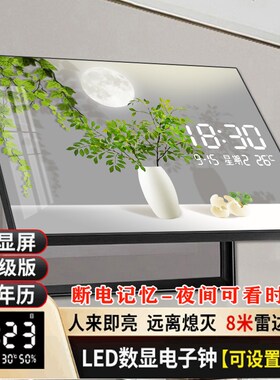 电表箱装饰画2024新款带钟表电线盒遮挡配电箱钟表led装饰挂画