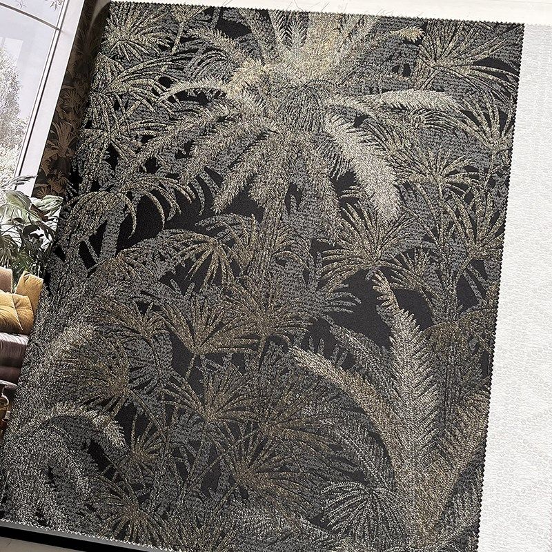 提花黑色无缝全屋墙布高精密高端质感壁布客厅卧室背景墙YSK60