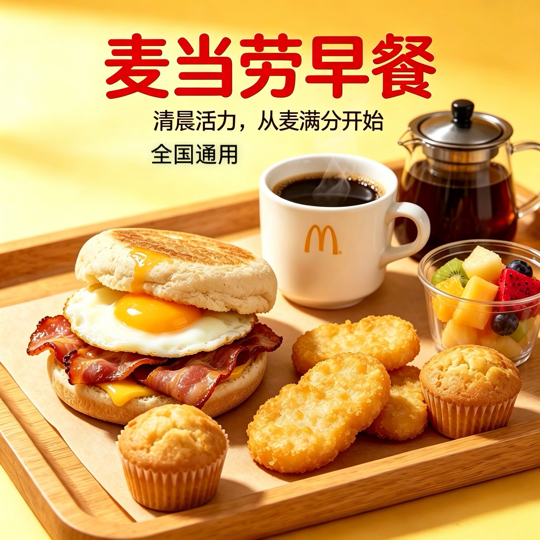 麦当劳早餐优惠吉士豆浆油条板烧麦满分猪柳蛋火腿扒炒蛋代下