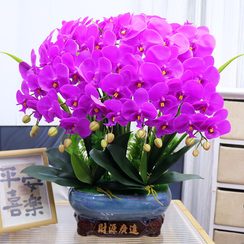 特大号仿真花保湿手感PU蝴蝶兰客厅装饰花电视柜玄关假花酒柜摆件