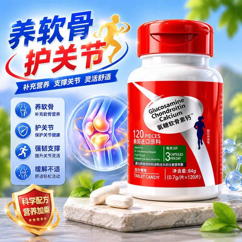 氨糖软骨素钙片美国进口原料120片膝盖疼痛中老年关节官方正品