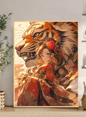 十二生肖卡通DIY数字油彩画龙年新款手工绘填充涂色丙烯装饰挂画