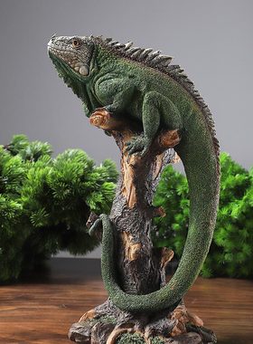 变色龙蜥蜴仿真动物摆设件酒店欧式家居客厅花园电视柜工艺装饰品