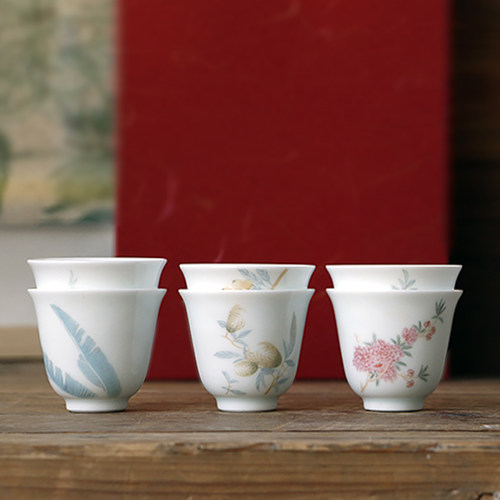谈得来手绘新彩茶杯花神杯主人杯茶席功夫茶具樱桃佛手碧桃清新杯