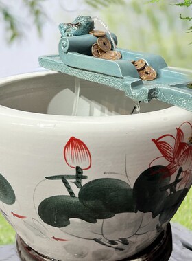 流水摆件循环水招财古法养鱼鱼缸池装饰摆件客厅过滤增氧生态