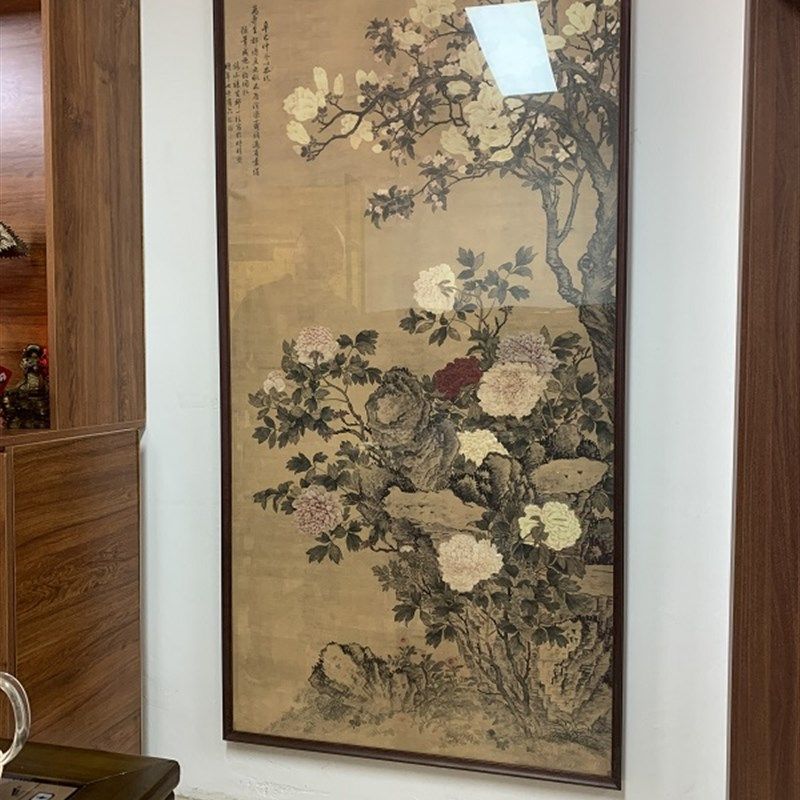 1:1清 邹一桂 玉堂富贵图绢本原大197x96古代名画复制品艺术微喷