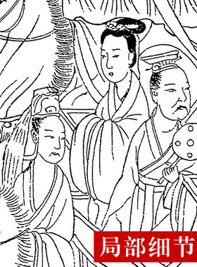 CQ21工笔白描底稿古卷长卷线描打印稿东晋-顾恺之(宋摹)-洛神赋图