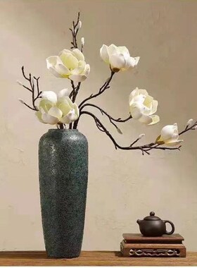 手感6头大玉兰花假花客厅装饰落地假花商场橱窗装饰玉兰树高枝