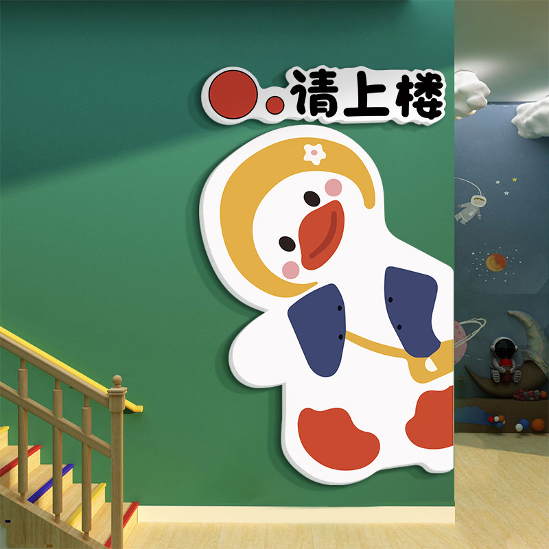 幼儿园楼梯墙面装饰绘本馆学校班级走廊指示牌文化环创台阶贴标识